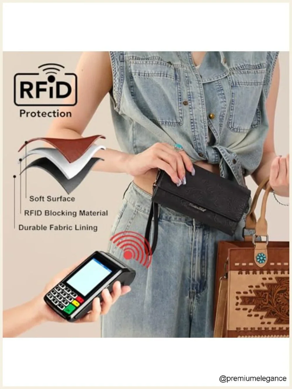 Large Trifold Wallet with Phone Pocket and RFID Protection